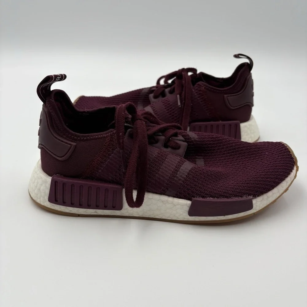 ADIDAS NMD R1 Men 8‎ Maroon Knit Running Sneaker Burgundy Gum Bottom EG2937